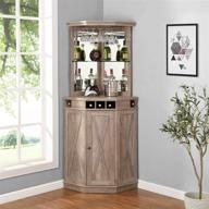 🍷 stylish and functional stone grey corner bar unit with wine rack and cabinet logo