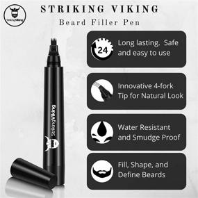 img 2 attached to Striking Viking 4-Tip Beard Filling Pen Kit for Men - Waterproof Beard Pencil Filler with Brush for Enhanced Beard and Mustache Definition in Black Shade