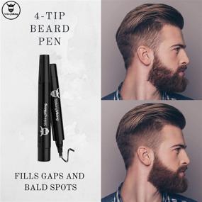 img 3 attached to Striking Viking 4-Tip Beard Filling Pen Kit for Men - Waterproof Beard Pencil Filler with Brush for Enhanced Beard and Mustache Definition in Black Shade