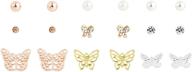 d exceed assorted stud earrings set for women men: gold daisy heart butterfly faux pearl crystal rhinestone geo shape design, 6-9 pairs, ideal for women and girls logo