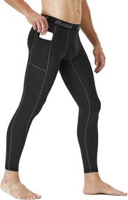 img 3 attached to Runhit Men's Compression Pants with Pocket: High-Performance Running Tights for Athletic Base Layer