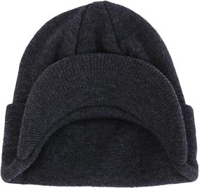 img 3 attached to Men's Double Knit Cuff Beanie Cap with Brim - Home Prefer Warm Winter Hat