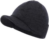 men's double knit cuff beanie cap with brim - home prefer warm winter hat logo