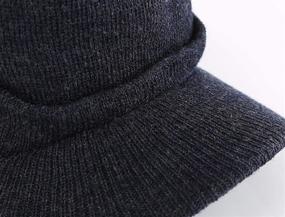 img 1 attached to Men's Double Knit Cuff Beanie Cap with Brim - Home Prefer Warm Winter Hat