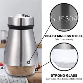 img 1 attached to 🧂 TUAEB 2pcs Salt and Pepper Shakers Set - Adjustable Pour Holes - 304 Stainless Steel & Glass - Refillable Spice Dispenser - Ideal for Black Pepper, Kosher And Sea Salt - Seasoning