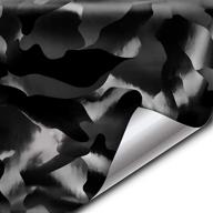 🚙 black stealth large size pattern camouflage vinyl car wrap roll (6ft x 5ft) vvivid+ 2020 edition - self adhesive film with air release technology, scratch resistance, protective liner, bubble-free logo