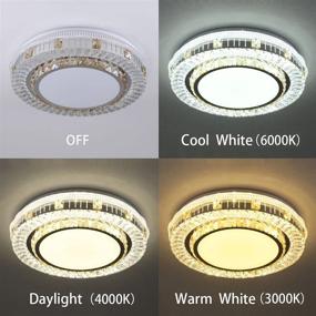 img 2 attached to Dimmable Crystal LED Flush Mount Ceiling Light Fixture - Adjustable Brightness, 45W, 18.9 Inch, 3000-6000k, with Remote Control - Ideal for Bedroom, Living Room, Hallway