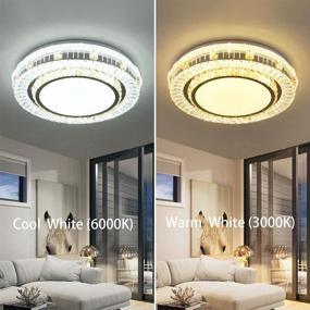 img 1 attached to Dimmable Crystal LED Flush Mount Ceiling Light Fixture - Adjustable Brightness, 45W, 18.9 Inch, 3000-6000k, with Remote Control - Ideal for Bedroom, Living Room, Hallway