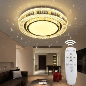 img 4 attached to Dimmable Crystal LED Flush Mount Ceiling Light Fixture - Adjustable Brightness, 45W, 18.9 Inch, 3000-6000k, with Remote Control - Ideal for Bedroom, Living Room, Hallway