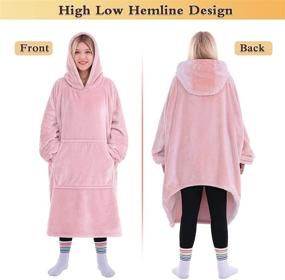 img 3 attached to 🧥 Waitu Wearable Blanket Sweatshirt - Ultimate Warm and Cozy Hooded Blanket for Travel and Outdoor Activities, Pink, Unisex, Thick Flannel with Sleeves and Giant Pocket