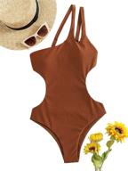 romwe shoulder swimsuit backless monokini logo