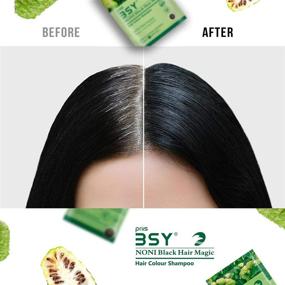 img 1 attached to 🖤 BSY Noni Black Hair Magic Shampoo: Pack of 2, 20ml - Natural Noni Hair Colour and Dye Shampoo