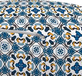 img 2 attached to 🏺 European Ottoman Pouf: Portuguese Ceramic Classic Tilework Building Artisan Design, Soft Foot Rest with Removable Cover for Living Room and Bedroom, Blue