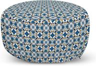 🏺 european ottoman pouf: portuguese ceramic classic tilework building artisan design, soft foot rest with removable cover for living room and bedroom, blue logo