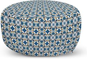 img 4 attached to 🏺 European Ottoman Pouf: Portuguese Ceramic Classic Tilework Building Artisan Design, Soft Foot Rest with Removable Cover for Living Room and Bedroom, Blue