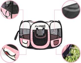 img 2 attached to 🐾 PicassoTiles PET4FUN: Portable Pet Playpen with Premium Oxford Cloth, Tool-Free Setup, Removable Mesh Cover, Carry Bag, and Storage Pockets