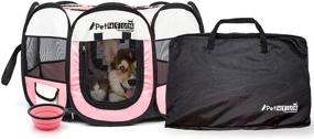 img 4 attached to 🐾 PicassoTiles PET4FUN: Portable Pet Playpen with Premium Oxford Cloth, Tool-Free Setup, Removable Mesh Cover, Carry Bag, and Storage Pockets