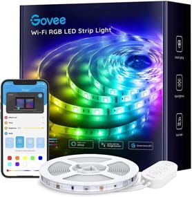 img 4 attached to Govee Waterproof WiFi LED Strip Lights 16.4ft - Smart LED Lights with Alexa & Google Assistant - Music Sync Light Strip for Bedroom, Party, Eaves - ETL Certified Adapter Included