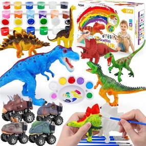 img 4 attached to 🦖 Dino-Art March: Aotipol Dinosaur Painting Crafts Figures