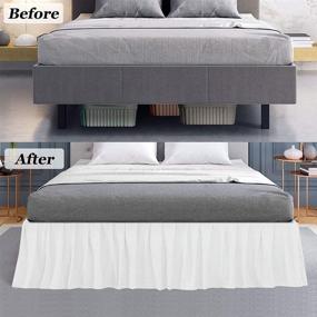 img 2 attached to 🛏️ Queen Bed Skirts - Split Corner Ruffled Dust Ruffle with Three Sided Coverage - 12" Drop Tailored Fit Expertise - 100% Microfiber Fabrics Gathered Bed Skirt (Queen, Light Grey)
