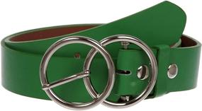 img 1 attached to 🔘 Double Circle Buckle Leather Women's Belts - Round Accessories