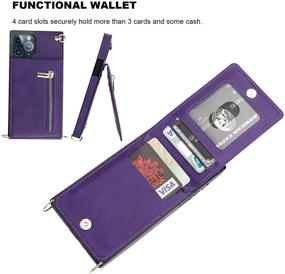 img 2 attached to 📱 KIHUWEY iPhone 12 Pro Max Crossbody Wallet Case - 5 Card Slots, Strap, Kickstand - Purple, 6.7 Inch