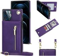 📱 kihuwey iphone 12 pro max crossbody wallet case - 5 card slots, strap, kickstand - purple, 6.7 inch logo