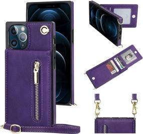 img 4 attached to 📱 KIHUWEY iPhone 12 Pro Max Crossbody Wallet Case - 5 Card Slots, Strap, Kickstand - Purple, 6.7 Inch