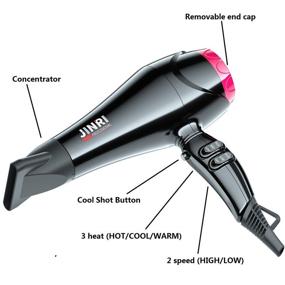 img 1 attached to 💨 JINRI Professional Black Hair Dryer - Ceramic Ionic Fast Dryer (Normal Size)