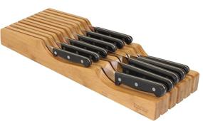 img 3 attached to 🔪 Oceanstar Bamboo Knife Organizer: Space-Saving In-Drawer Storage Solution for Knives, 17 L x 6.12 W x 2.25 H inches, Natural Finish
