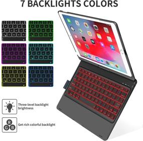 img 3 attached to 📱 Black iPad Keyboard Case - 360° Screen Rotation, 7 Colors Backlight, Compatible with iPad 6th Gen 2018, iPad 5th Gen 2017, iPad Pro 9.7, iPad Air 2, iPad Air 1