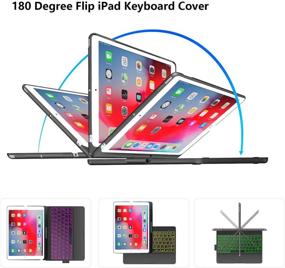 img 1 attached to 📱 Black iPad Keyboard Case - 360° Screen Rotation, 7 Colors Backlight, Compatible with iPad 6th Gen 2018, iPad 5th Gen 2017, iPad Pro 9.7, iPad Air 2, iPad Air 1