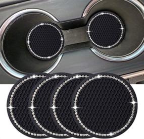 img 1 attached to 💎 Bling Car Coasters - Universal Vehicle Bling Cup Holder Inserts, 2.75 inch - Silicone Anti-Slip Crystal Rhinestone Car Coasters - Pack of 4 - Car Interior Accessories (Black-Diamond)