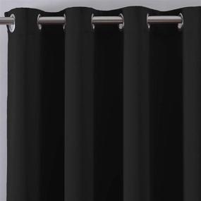 img 1 attached to 🔒 10ft Wide x 8ft Tall Room Divider Curtains - Black Privacy Curtain for Living Room, Bedroom, Closet - Multiuse Wide Blackout Drape - 1 Panel