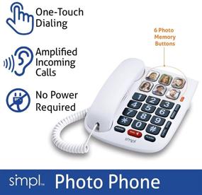 img 2 attached to 📞 Hands-Free Dial Corded Phone with Photo Memory - SMPL One-Touch Dialing, Large Buttons, Flashing Alerts | Perfect for Seniors, Alzheimer's, Dementia, Hearing Impaired | Durable