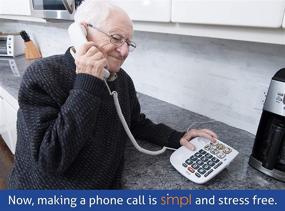 img 3 attached to 📞Беспроводной телефон с фотопамятью и громкоговорителем - SMPL однокасательный набор номера, большие кнопки, мигающие оповещения | Идеально подходит для пожилых, страдающих болезнью Альцгеймера, деменции, слуховыми нарушениями | Прочный