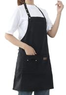 water-resistant canvas aprons for unisex: adjustable kitchen apron for bbq chef, cooking, painting & more – pockets included (black) logo