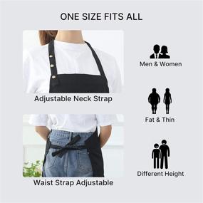 img 3 attached to Water-Resistant Canvas Aprons for Unisex: Adjustable Kitchen Apron for BBQ Chef, Cooking, Painting & More – Pockets Included (Black)