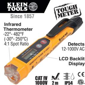 img 3 attached to 🔋 Klein Tools NCVT-4IR: Non-Contact Volt Tester & IR Thermometer - Accurate Pen for 12-1000V AC, -22 to 482°F, LED & Audible Alerts, Pocket Clip