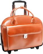 👜 leather mid-size orange women's travel case - detachable wheeled glen ellyn by mcklein (94360) logo