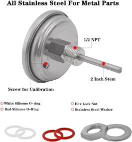 img 3 attached to Ferroday 1/2 NPT Stainless Steel Dial Thermometer for Homebrew Kettles with Lock Nut & O-Ring - Temperature Range 0-220ºF (-10-100ºC)