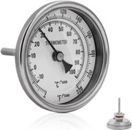 ferroday 1/2 npt stainless steel dial thermometer for homebrew kettles with lock nut & o-ring - temperature range 0-220ºf (-10-100ºc) logo