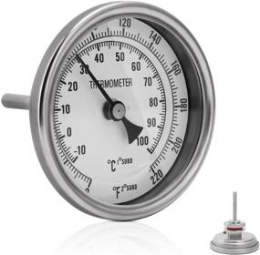 img 4 attached to Ferroday 1/2 NPT Stainless Steel Dial Thermometer for Homebrew Kettles with Lock Nut & O-Ring - Temperature Range 0-220ºF (-10-100ºC)