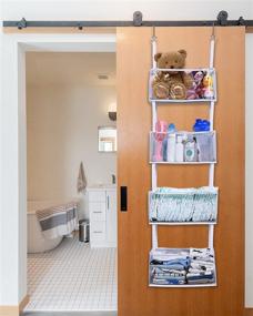 img 1 attached to 🚪 ULG 4-Shelf Over The Door Organizer with Clear Window Pocket, Ultra Sturdy & Large Capacity Door Storage for Bedroom Dorm Nursery Baby Essentials Toys and Sundries - 33lb