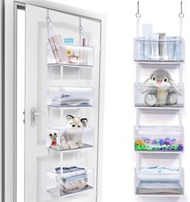 img 4 attached to 🚪 ULG 4-Shelf Over The Door Organizer with Clear Window Pocket, Ultra Sturdy & Large Capacity Door Storage for Bedroom Dorm Nursery Baby Essentials Toys and Sundries - 33lb