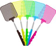 🪰 5-pack extendable fly swatter set - manual pest control with flexible telescopic handle | lightweight | assorted colors (rose red, green, blue, black, purple) logo