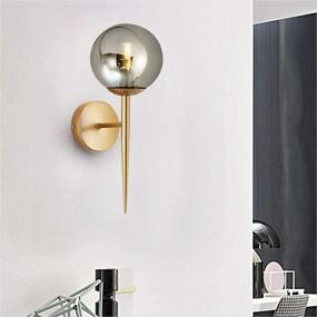 img 1 attached to 🌑 Smoke Gray Glass Globe Wall Sconce Light Fixtures – Metal Wall Sconce Lighting for Living Room, Bathroom, Hallway – Vanity Lights with Round Glass Shade – E26 Base (1 Pack)