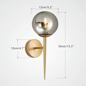 img 3 attached to 🌑 Smoke Gray Glass Globe Wall Sconce Light Fixtures – Metal Wall Sconce Lighting for Living Room, Bathroom, Hallway – Vanity Lights with Round Glass Shade – E26 Base (1 Pack)