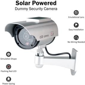 img 3 attached to 🔒 ISEEUSEE Silver Color Solar Powered Dummy Security Camera with Flash LED Bullet Simulated CCTV Camera - Indoor/Outdoor Use for Home, Office, Shop, and Garage
