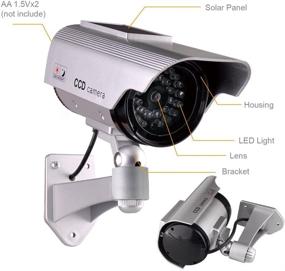 img 2 attached to 🔒 ISEEUSEE Silver Color Solar Powered Dummy Security Camera with Flash LED Bullet Simulated CCTV Camera - Indoor/Outdoor Use for Home, Office, Shop, and Garage